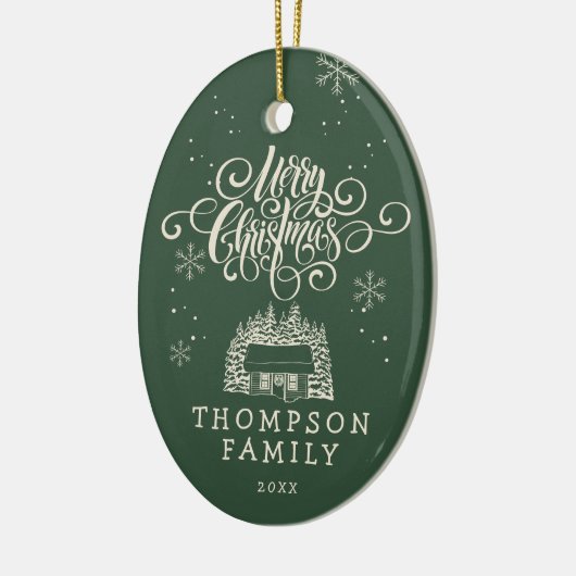 Leuke Moderne Vrolijke Kerstboom Script Typografie Keramisch Ornament (Links)