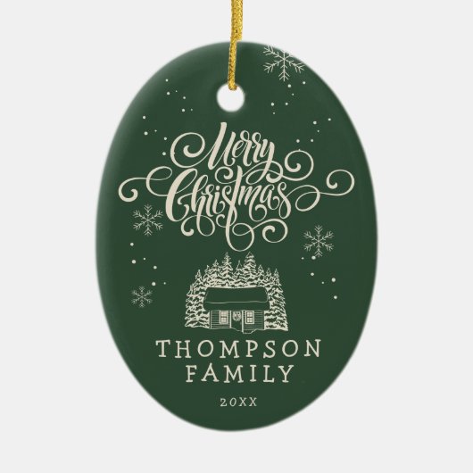 Leuke Moderne Vrolijke Kerstboom Script Typografie Keramisch Ornament (Voorkant)