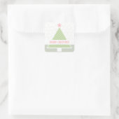 Leuke moderne vrolijke kerstboom vierkante sticker (Tas)