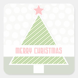 Leuke moderne vrolijke kerstboom vierkante sticker