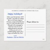 Leuke moderne vrolijke kerstmukkah foto blauw en w feestdagenkaart (Achterkant)