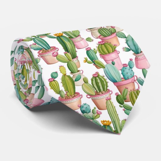 Leuke moderne Waterverf Cacti patroon Stropdas (Opgerold)