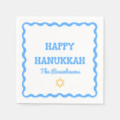 Leuke moderne Wavy Border Blue Hanukkah Party serv Servet (Voorkant)