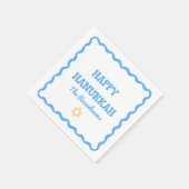 Leuke moderne Wavy Border Blue Hanukkah Party serv Servet (Hoek)