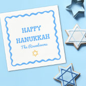Leuke moderne Wavy Border Blue Hanukkah Party serv Servet