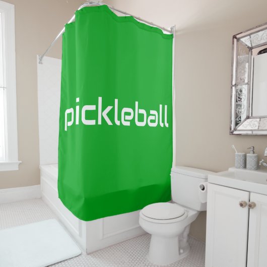 Leuke moderne witte PICKLEBALL tekst op helder gro Douchegordijn (In situ)