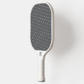 Leuke moderne witte stippen op medium grijs pickleball paddle (Links)