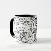 Leuke moderne zwart-wit kunst van wilde dieren mok (Voorkant links)