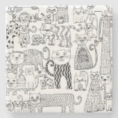 Leuke moderne zwart-witte katten en kittens stenen onderzetter (Voorkant)