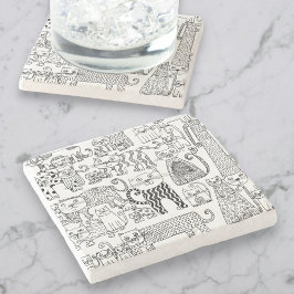 Leuke moderne zwart-witte katten en kittens stenen onderzetter