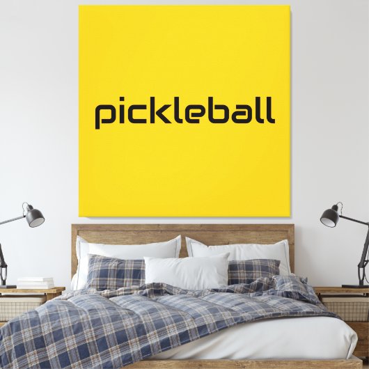 Leuke moderne zwarte PICKLEBALL tekst op fel geel Canvas Afdruk (Insitu (Slaapkamer))