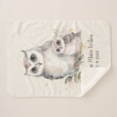 Leuke Moeder Baby Uil Naam GeboorteDatum Sherpa Deken (Voorkant (horizontaal))