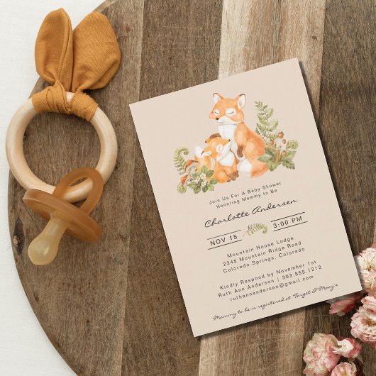 Leuke Moeder en Baby Fox Woodland Baby shower Kaart