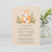 Leuke Moeder en Baby Fox Woodland Baby shower Kaart (Staand voorkant)