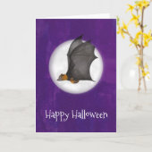 Leuke moeder en baby vleermuis Halloween kaart (Gele Bloem)