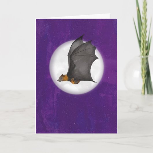 Leuke moeder en baby vleermuis in een nacht sky ca kaart (Voorkant)