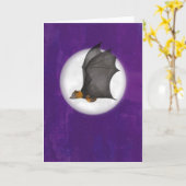 Leuke moeder en baby vleermuis in een nacht sky ca kaart (Gele Bloem)