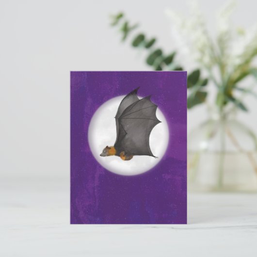 Leuke moeder en baby vleermuis in een nachtelijke  briefkaart (Staand voorkant)