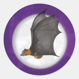 Leuke moeder en baby vleermuis ronde stickers