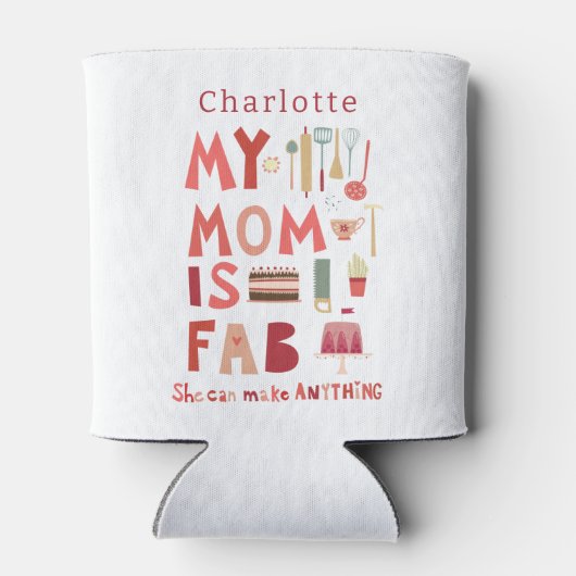 Leuke Moeder Gepersonaliseerde Naam Blikjeskoeler (Achterkant)