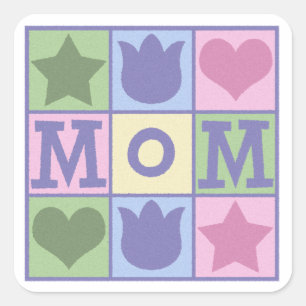 Leuke Moeder Quilt Squares Moederdag Vierkante Sticker