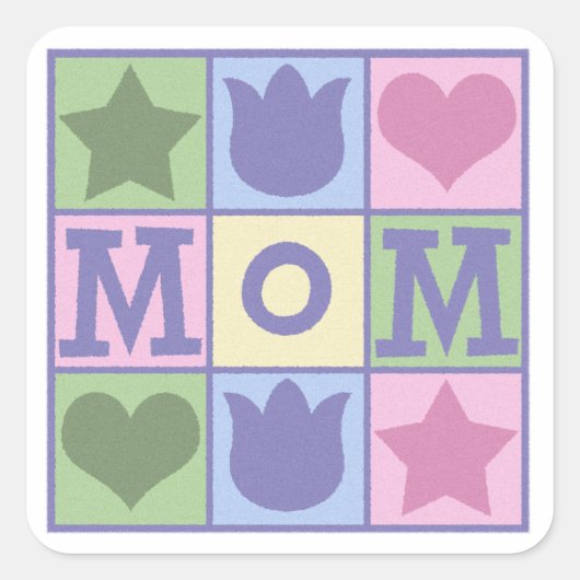 Leuke Moeder Quilt Squares Moederdag Vierkante Sticker (Voorkant)