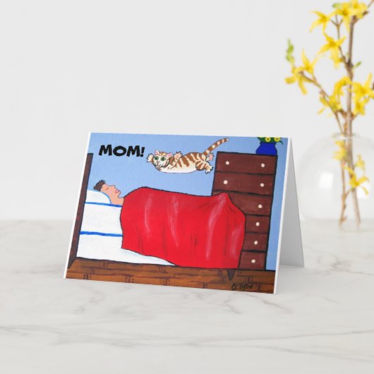 Leuke Moederdag Cat Kaart (Gele Bloem)