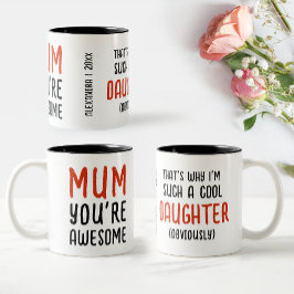 Leuke Moederdag dochter vet typografie Tweekleurige Koffiemok