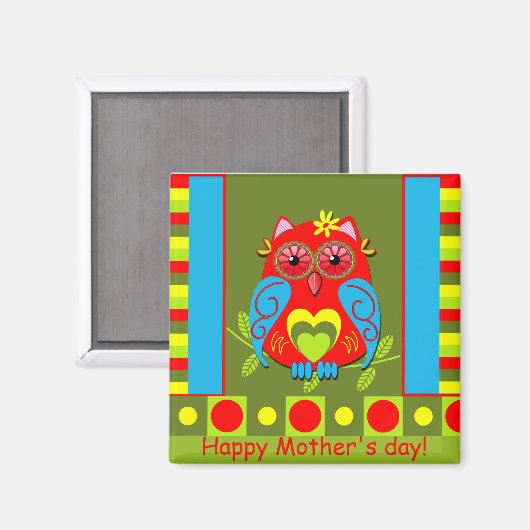 Leuke Moederdag magneet met Uil (Voorkant / Achterkant)