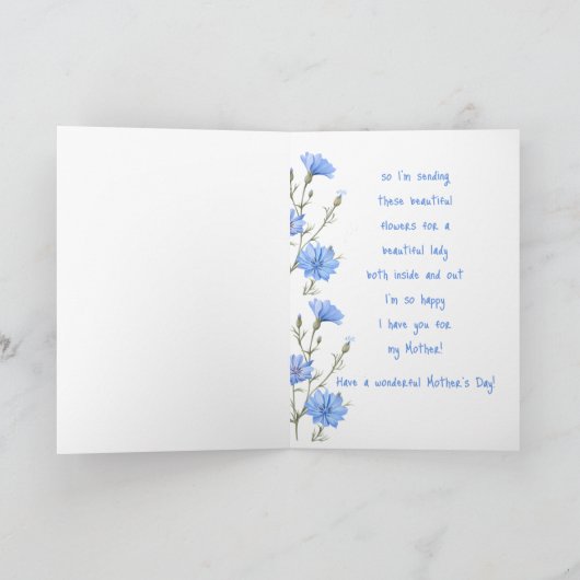 Leuke Moederdag Mooie Blauwe Wilde Chicory Kaart (Binnen)