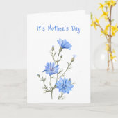 Leuke Moederdag Mooie Blauwe Wilde Chicory Kaart (Gele Bloem)