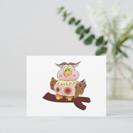 Leuke mollige uil briefkaart (Staand voorkant)
