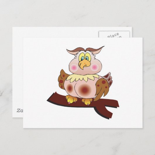 Leuke mollige uil briefkaart (Voorkant / Achterkant)