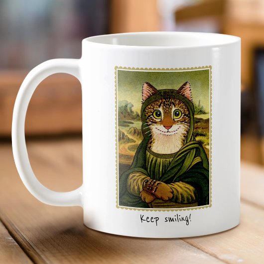 Leuke Mona Lisa Cat Aangepaste Tekst Koffiemok