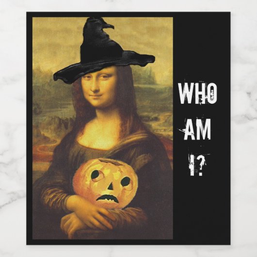 Leuke Mona Lisa heks! Wie ben ik spel Wijn Etikett Wijn Etiket (Enkel label)