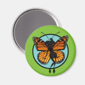 LEUKE MONARCH VLINDER DAME RONDE MAGNEET (Voorkant / Achterkant)