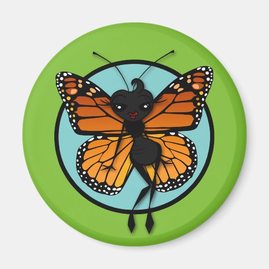 LEUKE MONARCH VLINDER DAME RONDE MAGNEET (Voorkant)