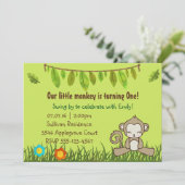 Leuke Monkey Safari Design Geboorte Uitnodiging (Staand voorkant)