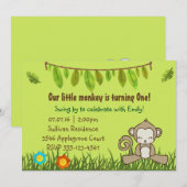 Leuke Monkey Safari Design Geboorte Uitnodiging (Voorkant / Achterkant)