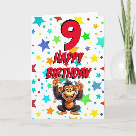 Leuke Monkey Stars Verjaardag Kaart (Voorkant)