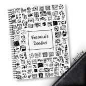 Leuke monochrome Doodle Aangepaste Naam Schetsboek Notitieboek