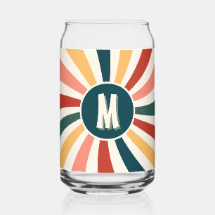 Leuke monogram kleurrijke retro patroon blikvorm glas