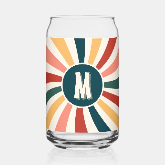 Leuke monogram kleurrijke retro patroon blikvorm glas (Voorkant)