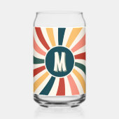 Leuke monogram kleurrijke retro patroon blikvorm glas (Achterkant)