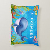 Leuke Monogram Naam Kustschildpad en walvis Zee Accent Kussen (Achterkant (Verticaal))