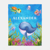 Leuke Monogram Naam Kustschildpad en walvis Zee Fleece Deken (Voorkant)