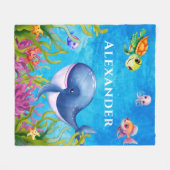 Leuke Monogram Naam Kustschildpad en walvis Zee Fleece Deken (Voorkant (Horizontaal))