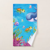 Leuke Monogram Naam Kustschildpad en Walvis Zee Na Bad Handdoek (Handdoek)