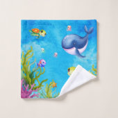 Leuke Monogram Naam Kustschildpad en Walvis Zee Na Bad Handdoek (Wasdoekje)