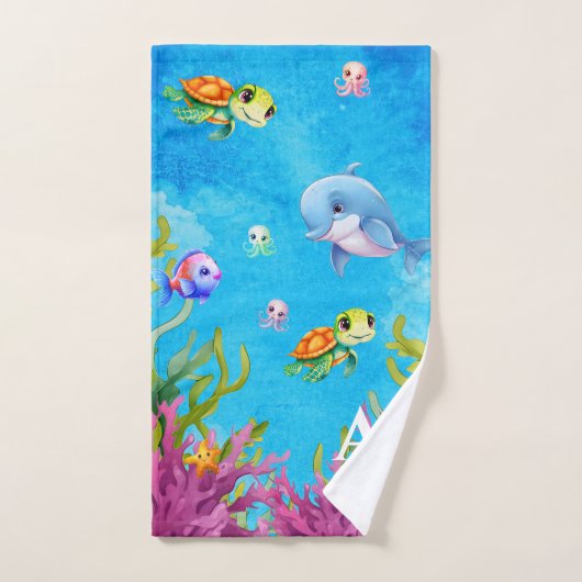 Leuke Monogram Naam Kustschildpad Zee Dolfijn Bad Handdoek (Handdoek)